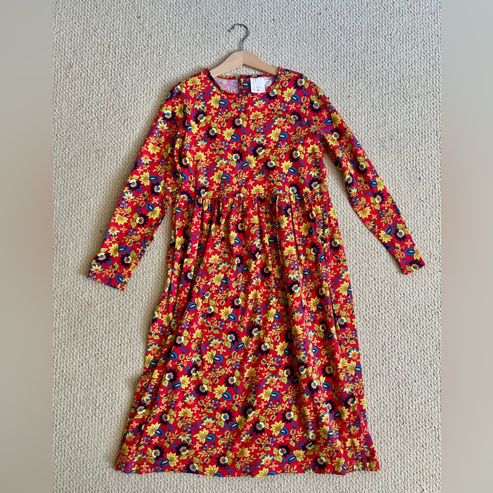 NWOT Hanna Andersson Red Floral dress, perfect for spring/easter! size 12